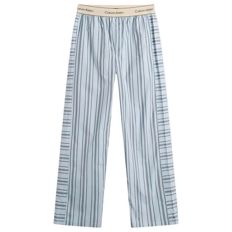 カルバンクライン レディース ボトムス カジュアルパンツ コットン Calvin Klein Cotton Poplin Sleepant Majorca Stripe Breezy Blue ブルー