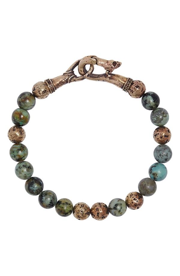 ジョンバルベイトス レディース アクセサリー ブレスレット・バングル・アンクレット John Varvatos Distressed Turquoise Cabochon Bracelet Brass ターコイズ