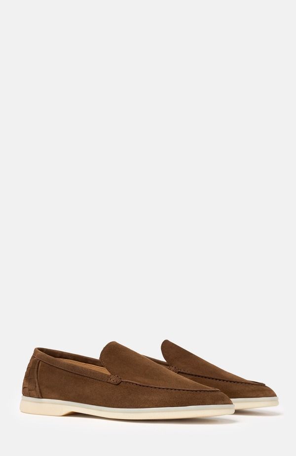スカロッソ メンズ シューズ スリッポン・ローファー SCAROSSO Ludovico Woven Loafers Chocolate Suede チョコレート