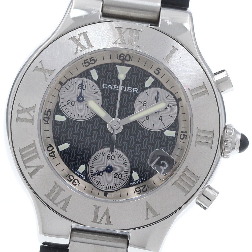 カルティエ CARTIER W10125U2 クロノスカフ デイト クォーツ メンズ _960354