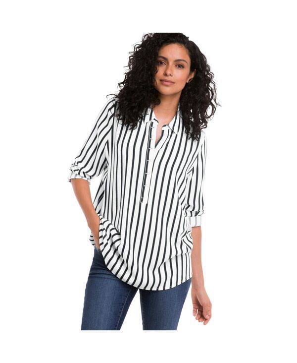 Ellos レディース トップス シャツ ellos Womens Button Placket Popover Tunic White ホワイト