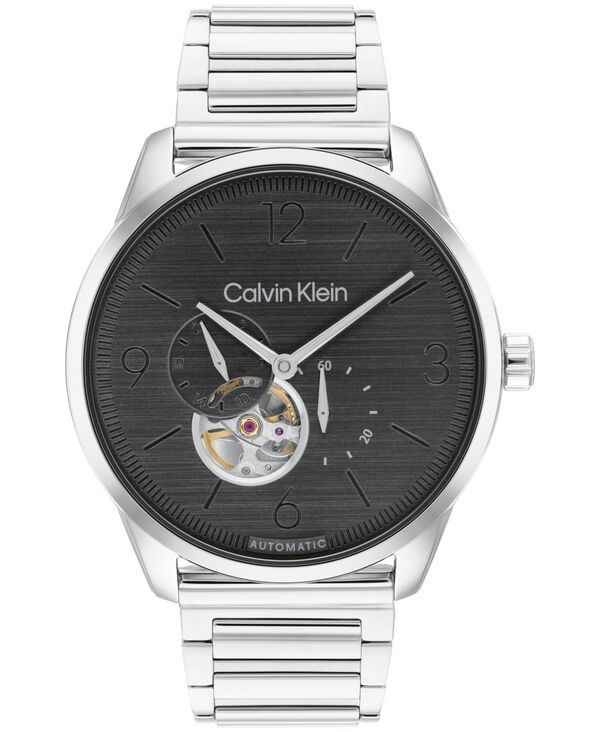カルバンクライン メンズ アクセサリー 腕時計 Tシャツ Calvin Klein Mens Automatic Silver Stainlessteel Bracelet Watch 44mm Silver シルバー