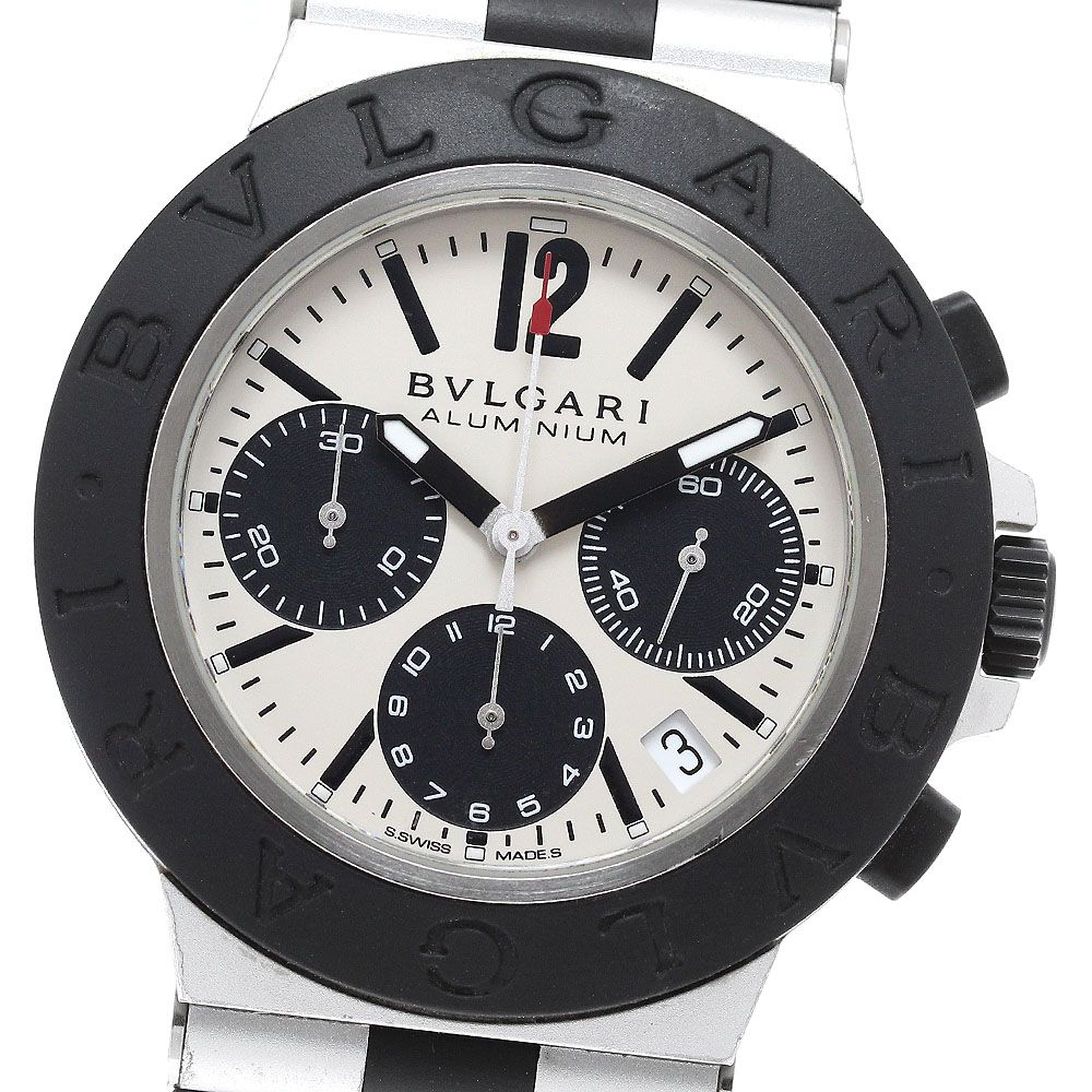 ブルガリ BVLGARI BB40ATCH/103383 アルミニウム デイト クロノグラフ 自動巻き メンズ 良品 内箱・保証書付き_961324