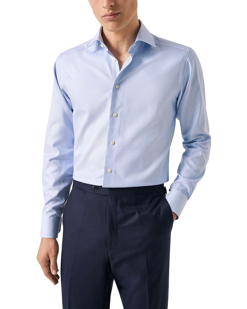 エトン メンズ トップス シャツ Eton Contemporary Fit Semi Solid Textured Twill Shirt Light Pastel Blue ブルー 50,280円