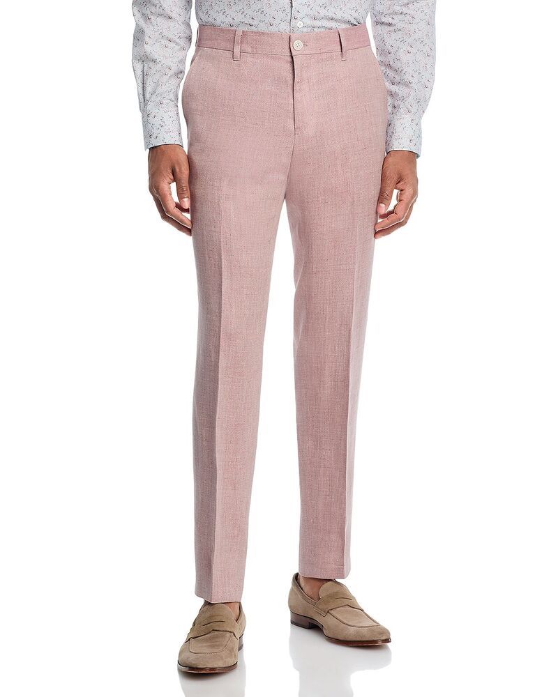 ボス メンズ ボトムス カジュアルパンツ スリムフィット リネン BOSS Genius Linen Lyocell Hopsack Slim Fit Suit Pants Light Pastel Pink ピンク