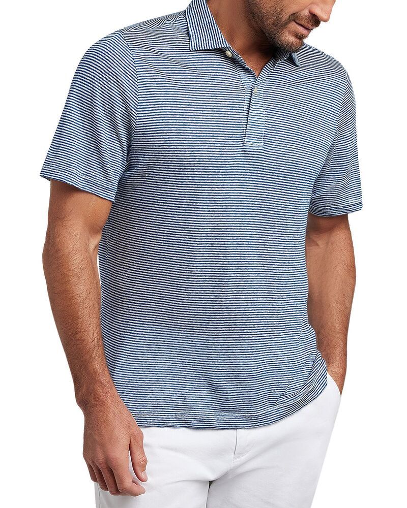 デイビッドドナヒュー メンズ トップス ポロシャツ リネン Davidonahue Weekender Linen Polo Shirt Estate Blue ブルー