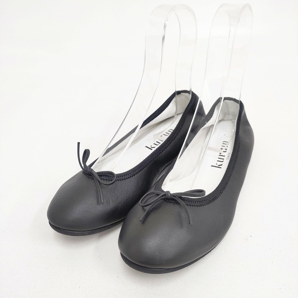 Kurun TOKYO 未使用品 フラット 24cm バレエシューズ クロ レディース クルントウキョウ【中古】6-0511G◎