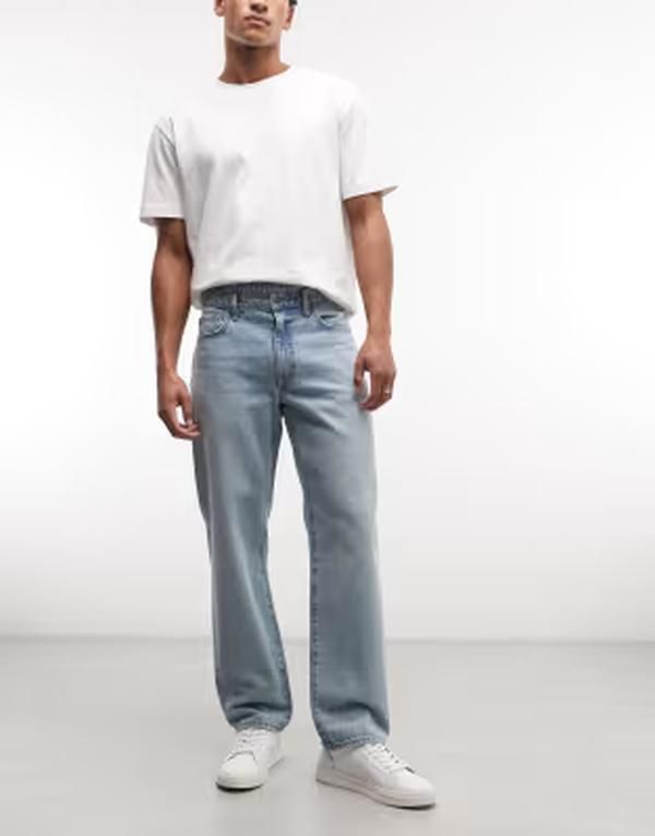エイソス メンズ ボトムス デニムパンツ ジーンズ ASOS DESIGN straight jeans in light wash LIGHT WASH BLUE ブルー