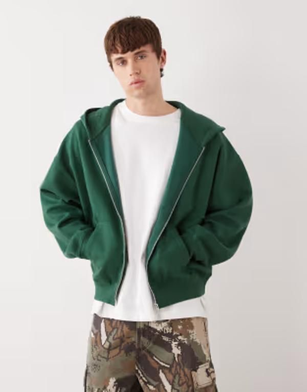 コルージョン メンズ アウター パーカー・スウェット COLLUSION zip up hoodie GREEN グリーン