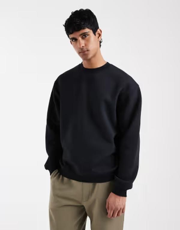 エイソス メンズ アウター パーカー・スウェット シャツ ASOS DESIGN essentials relaxed boxy sweatshirt Black ブラック