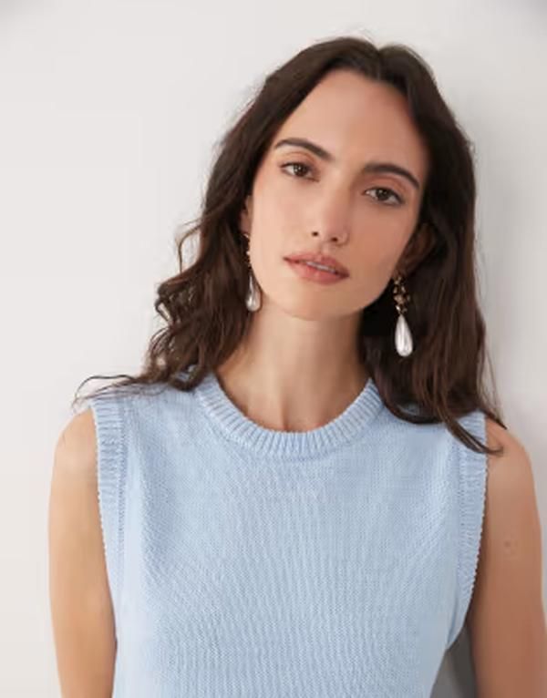 エイソス レディース トップス タンクトップ ニット ASOS DESIGN knitank top in dusty LIGHT BLUE ブルー