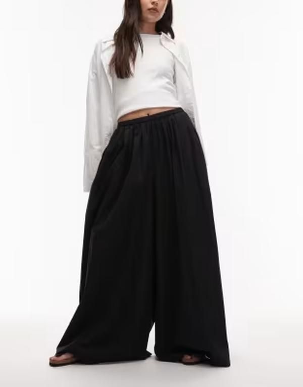 エイソス レディース ボトムス カジュアルパンツ ワイドレッグ ASOS DESIGN super wide leg pants Black ブラック