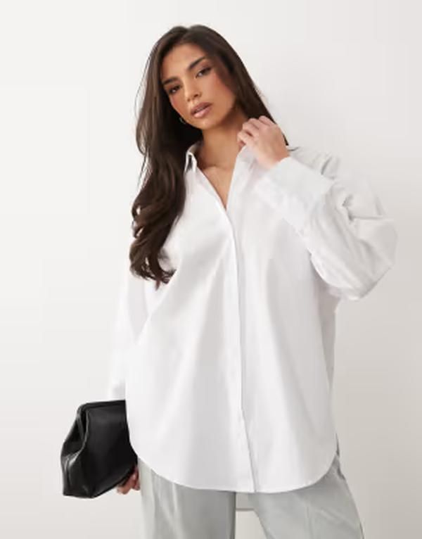 エイソス レディース トップス シャツ ASOS DESIGN longline tie front shirt White ホワイト