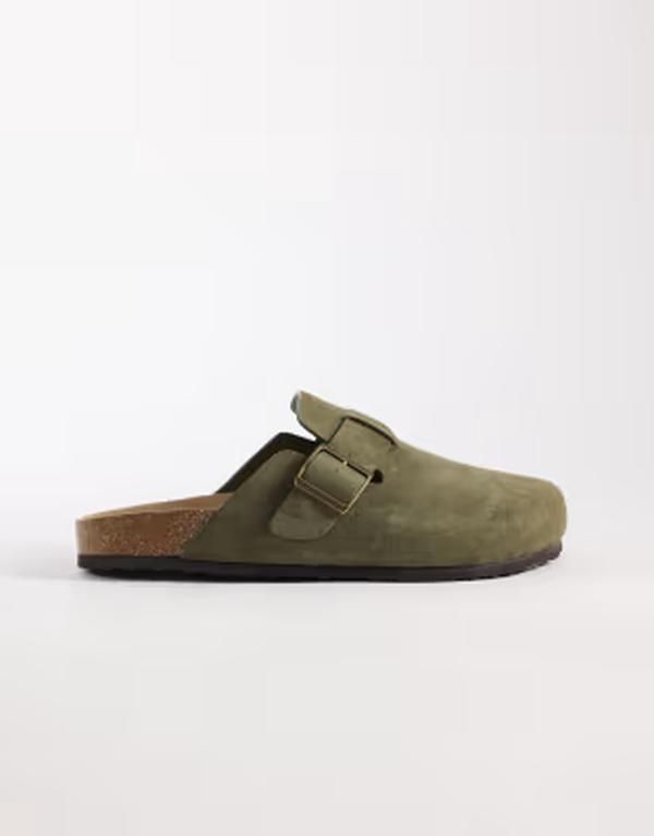 エイソス メンズ シューズ サンダル スエード ASOS DESIGN mule sandals with cork soles in sage bonded suede SAGE セージ 15,680円