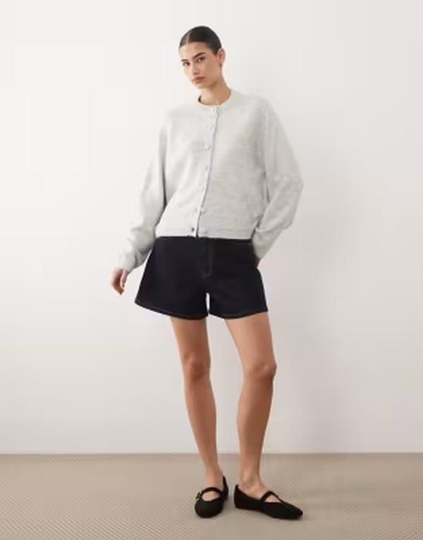 エイソス レディース アウター カーディガン ニット ASOS DESIGN knit raglan knit cardigan gray heather グレー
