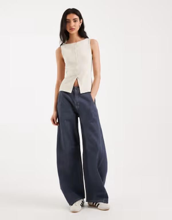 ブレーブソウル レディース トップス タンクトップ ボタンダウン Brave Soul button down tank top in offwhite オフホワイト 7,485円