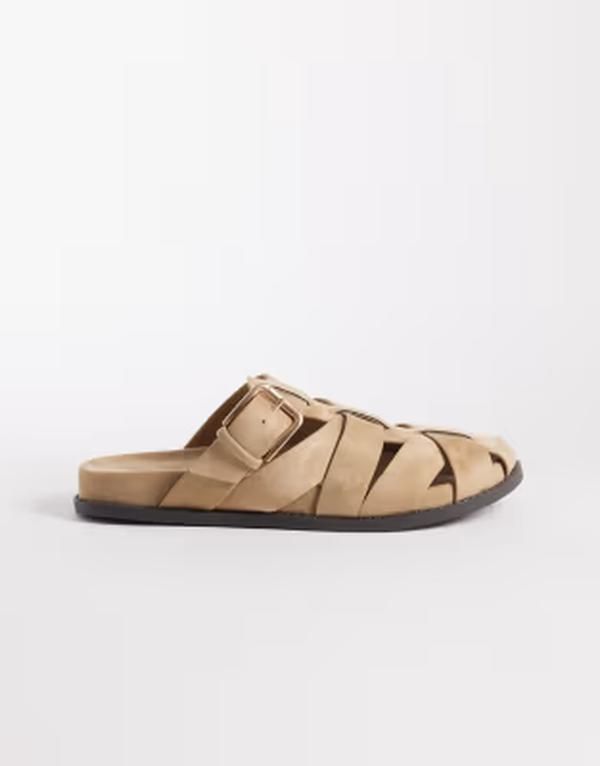 エイソス レディース シューズ サンダル スエード ASOS DESIGN Momentum fisherman flat mules in tan suedette Tan suedette タン