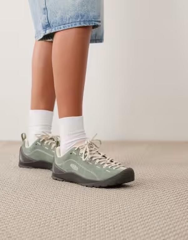 キーン レディース シューズ スニーカー スエード Keen Jasper brushed suede sneakers in light LILY PADCAMEO ROSE グリーン