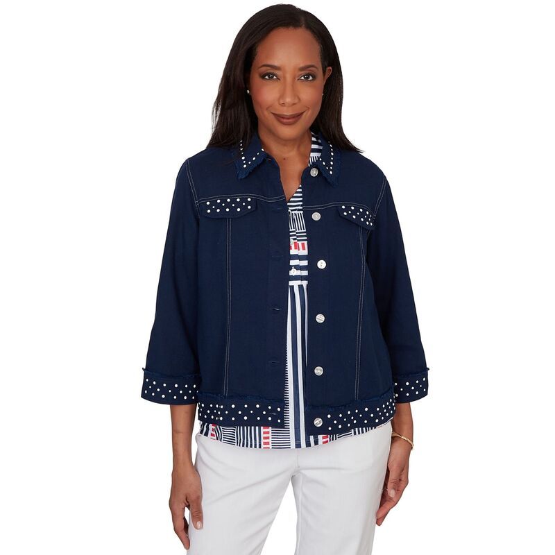 アルフレッド ダナー レディース アウター ジャケット・ブルゾン デニム Womens Alfredunner FauxPearl Trim Denim Jacket Navy ネイビー 11,886円