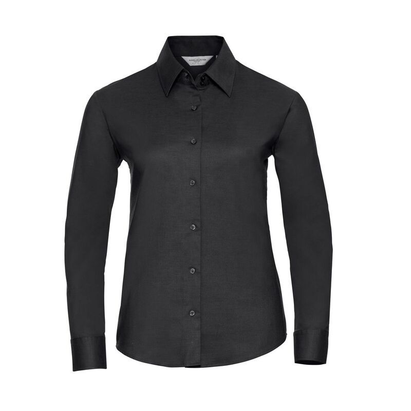 ラッセルアスレチック レディース トップス シャツ オックスフォード 長袖 Russell Athletic Russell Collection WomensLadies Oxford LongSleeved Shirt Black ブラック