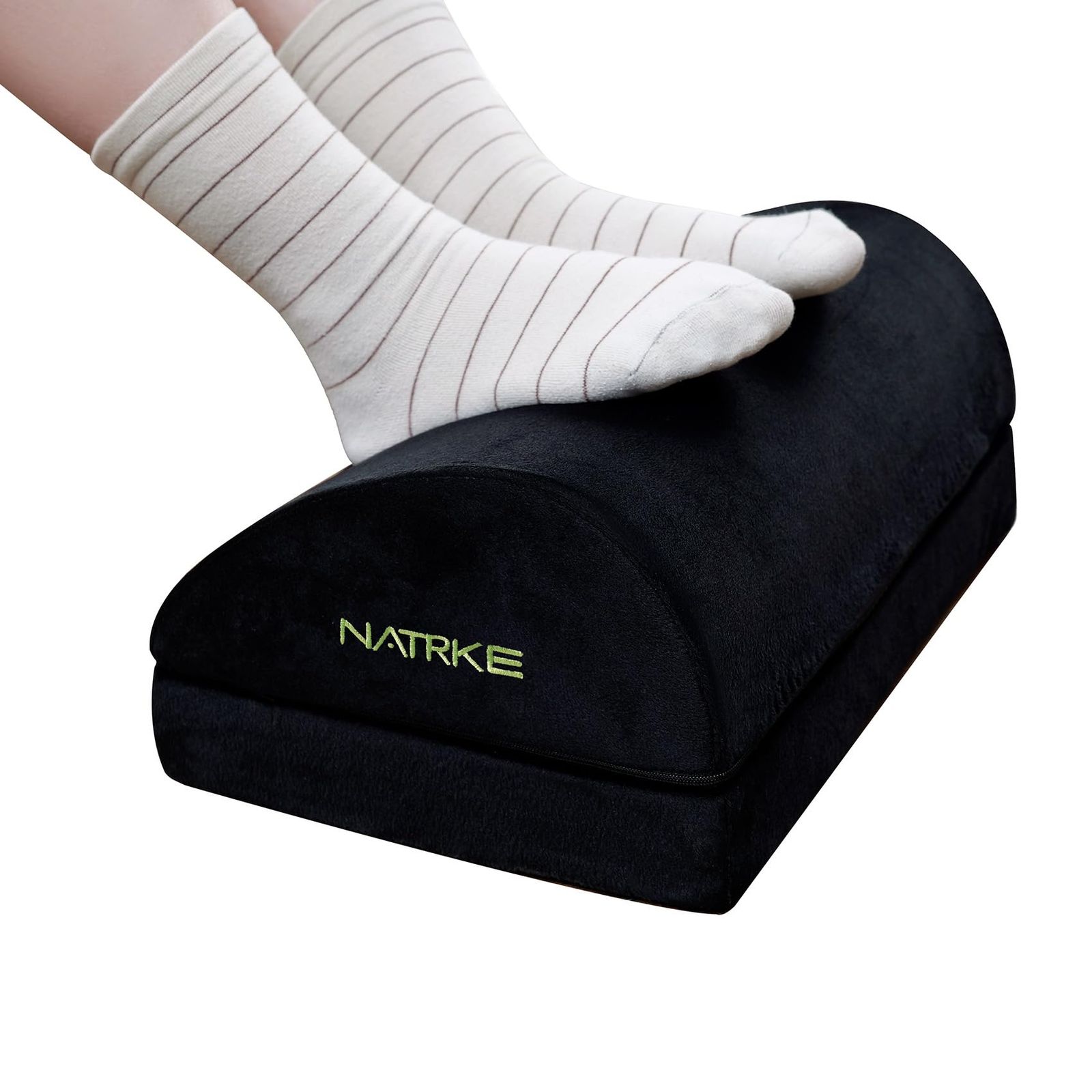 NATRKE 足枕 フットレスト 低反発メモリーフォーム 2段階高さ調整 人間工学設計 半ハート形状 姿勢サポート テレワーク/車用/オフィス/家庭用 足クッション 疲労軽減設計 日本企画 買い回り品 贈答に使える 40×25×15cm ブラ 1a34df6f