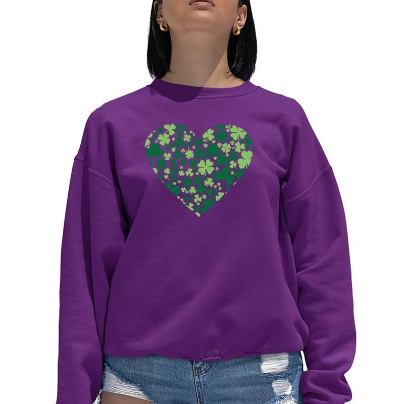 エルエーポップアート レディース トップス Tシャツ クルーネック スウェット LA Pop Art Clover Heart Womens Word Art Crewneck Sweatshirt Purple パープル