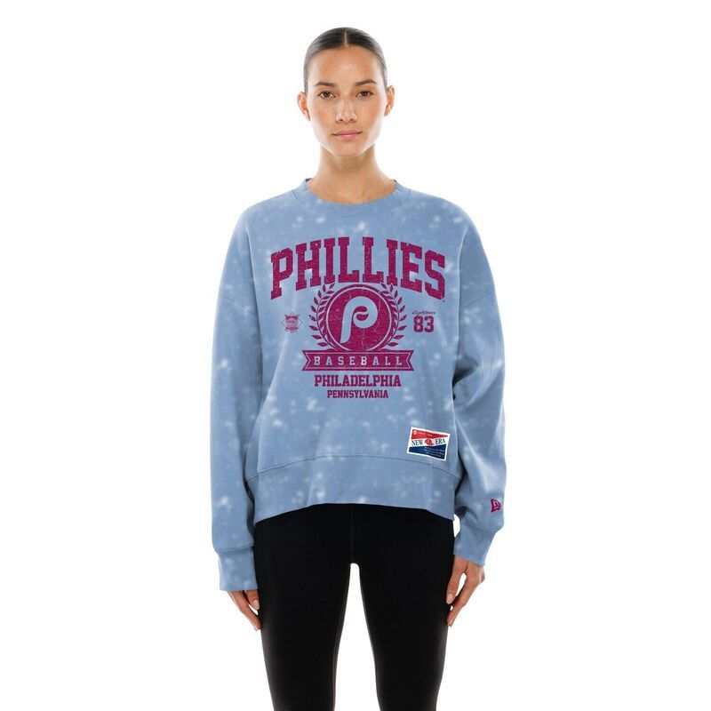 ニューエラ レディース トップス Tシャツ スウェット Womens New Era Light Blue Philadelphia Phillies Throwback Oversized Boxy Sweatshirt Phlight ブルー
