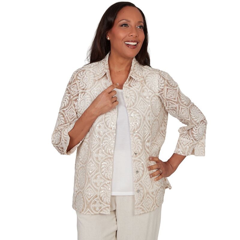 アルフレッド ダナー レディース トップス シャツ スパンコール Womens Alfredunner Sequin Medallion TwoinOne Top Neutral Multi マルチカラー