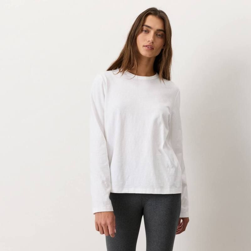 パクト レディース トップス Tシャツ コットン Pact Organicotton Slub Long Sleeve White ホワイト