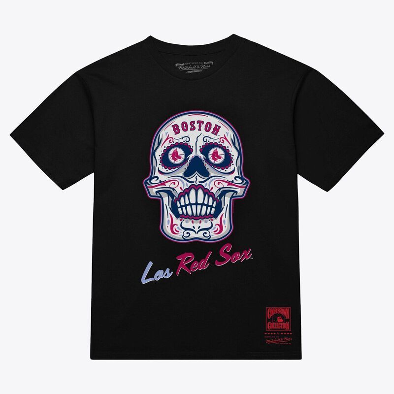 ミッチェルネス レディース トップス Tシャツ Womens Mitchell Ness Black Boston Red Sox Sugar Skull Boxy TShirt Rsx Black ブラック