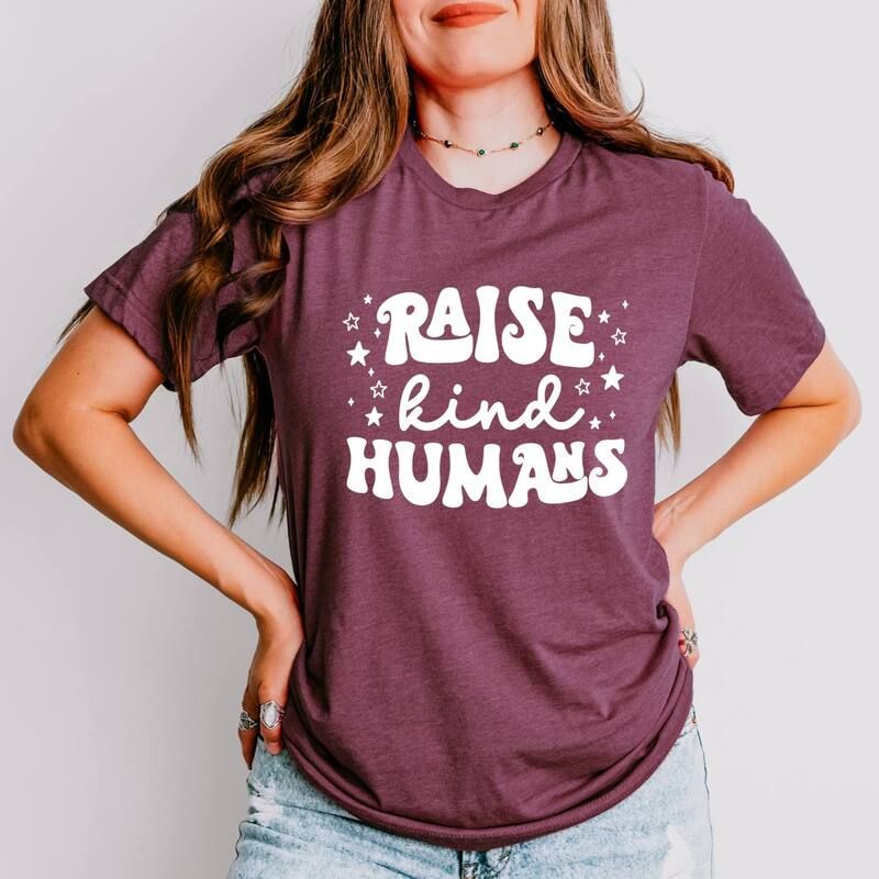 Simply Sage Market レディース トップス Tシャツ グラフィック Simply Sage Market Raise Kind Humans Retro Womenshort Sleeve Graphic TShirt Plum プラム