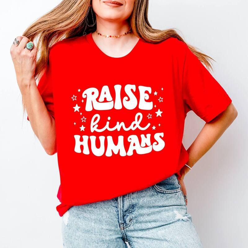 Simply Sage Market レディース トップス Tシャツ グラフィック Simply Sage Market Raise Kind Humans Retro Womenshort Sleeve Graphic TShirt Red レッド