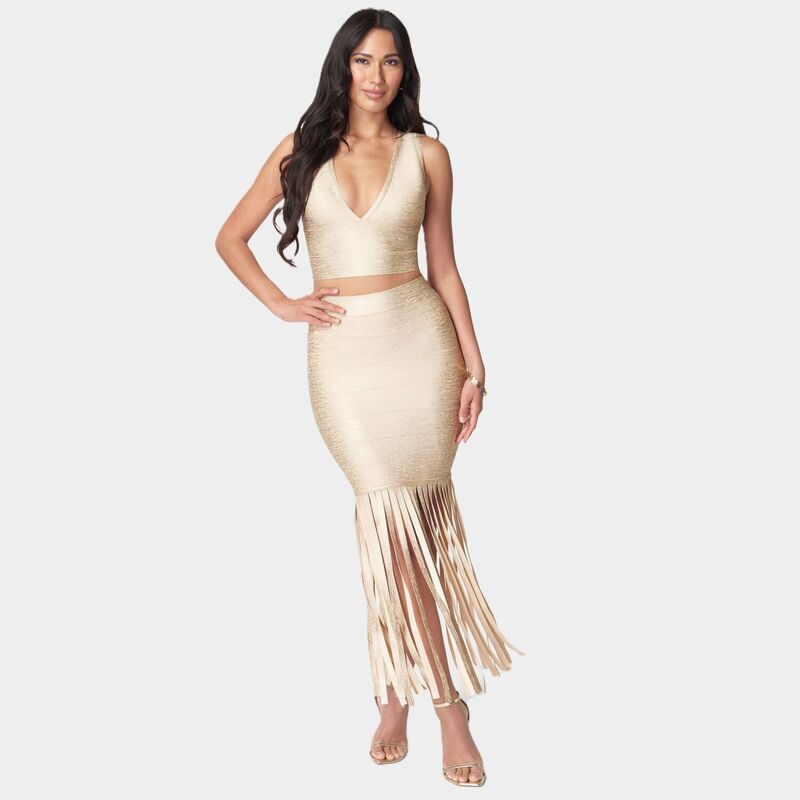 ベベ レディース トップス ワンピース マキシ Womens bebe 2Piece Maxi Bandage XBack Dresset Champagne シャンパン