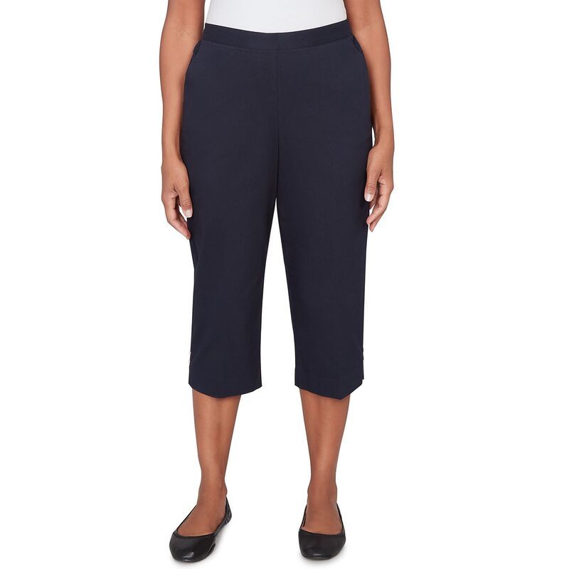 アルフレッド ダナー レディース ボトムス カジュアルパンツ キャップ Womens Alfredunner Solid Twill Button Hem Capri Pants Navy ネイビー