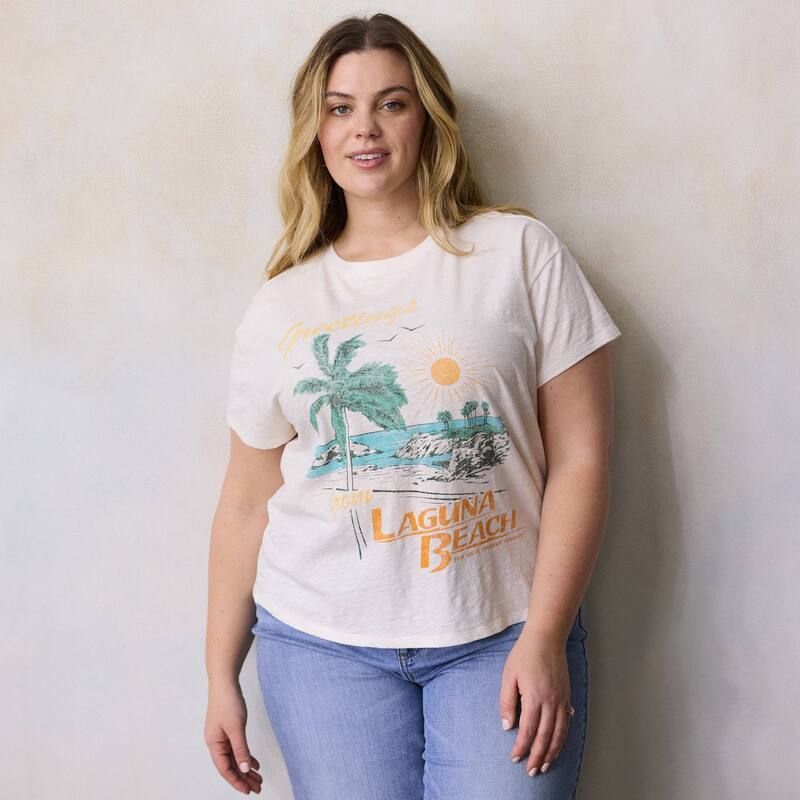 LC Lauren Conrad レディース トップス Tシャツ プラスサイズ グラフィック Plusize LC Lauren Conrad Boyfriend Graphic Tee Ivory Slik Lb Graphic アイボリー