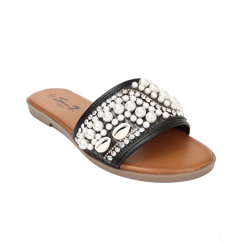 ヨキ レディース シューズ サンダル Yoki Prima03 Womens Rhinestone Slide Sandals Black ブラック 9,865円