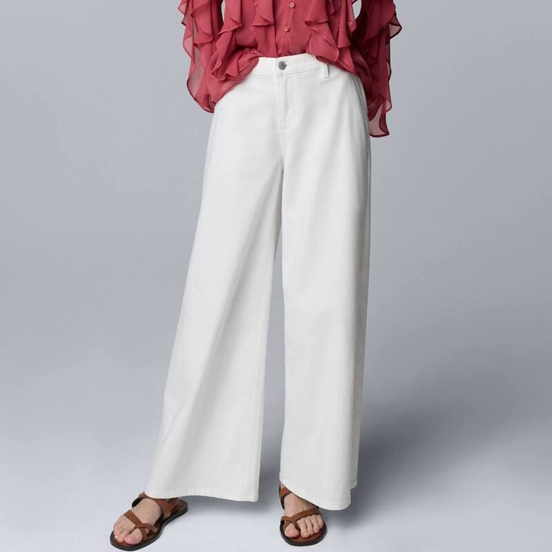 ヴェラウォン レディース ボトムス デニムパンツ Womensimply Vera Wang MidRise Palazzo Denim Pants Modern White ホワイト