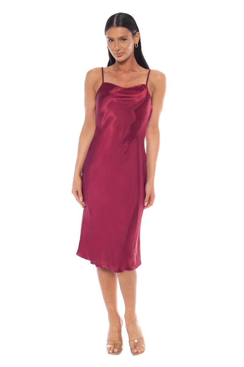 ベベ レディース トップス ワンピース ミディ サテン Juniors bebe Satin Midi Dress Wine ワイン