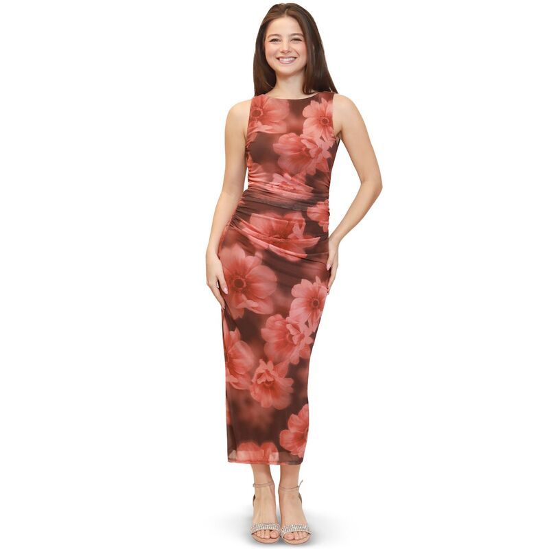 マッデンガール レディース トップス ワンピース ノースリーブ マキシ Juniors madden girl Sleeveless Boat Neck Maxi Dress Mocha Combo モカ