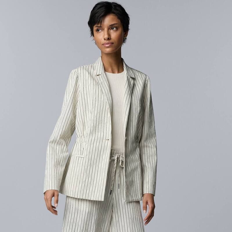 ヴェラウォン レディース アウター ジャケット・ブルゾン プチ ブレザー Petite Simply Vera Wang Cinched Slim Blazer Twisted Yd Stripe A ストライプ
