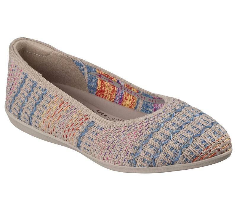 スケッチャーズ レディース シューズ サンダル Skechers Cleo Walk WomenslipOn Comfort Flats Taupe Multi トープ