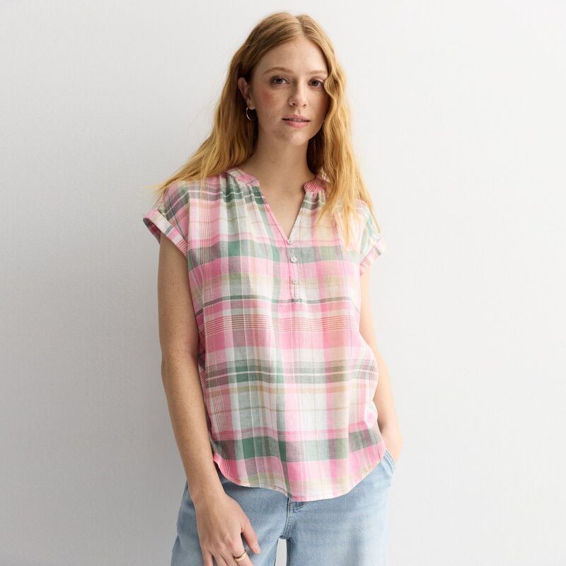ソノマ レディース トップス シャツ Womensonoma Goods For Life Dolman Sleeve Popover Shirt Pink Green Plaid ピンク