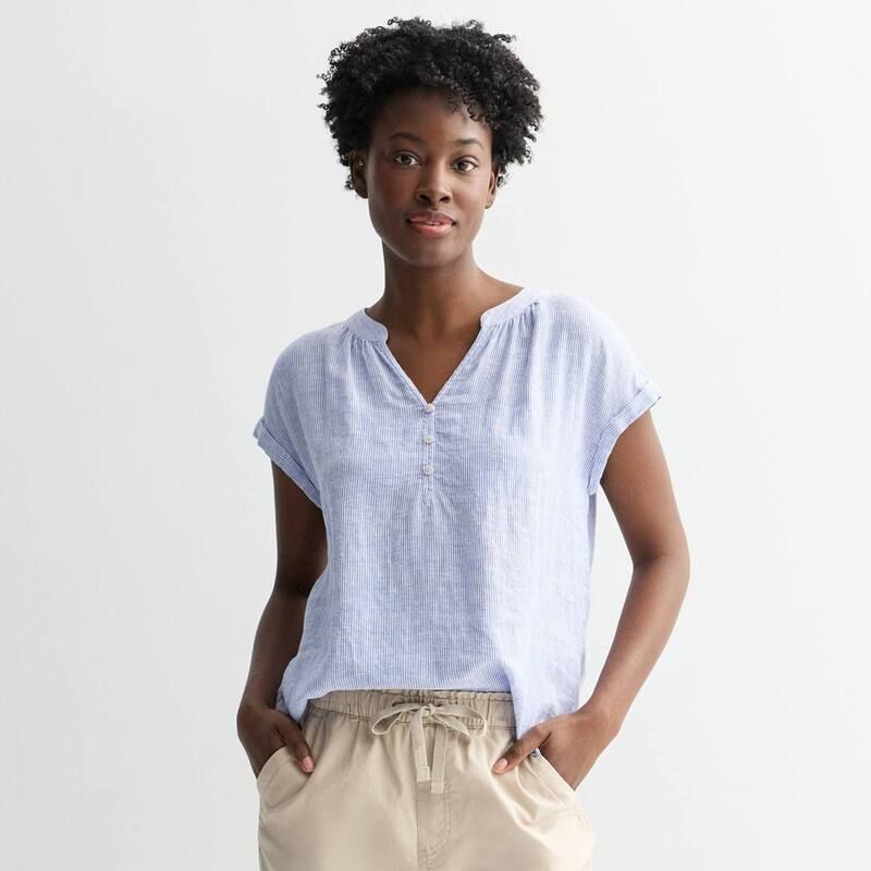 ソノマ レディース トップス シャツ Womensonoma Goods For Life Dolman Sleeve Popover Shirt Blue Micro Stripe ブルー