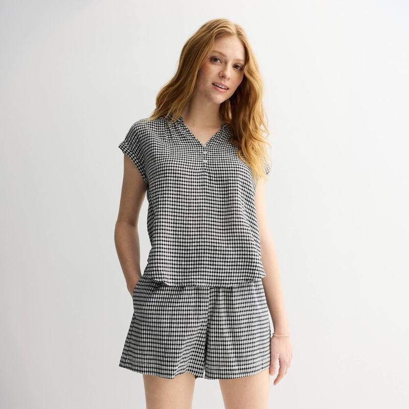 ソノマ レディース トップス シャツ Womensonoma Goods For Life Dolman Sleeve Popover Shirt Black White Gingham ホワイト