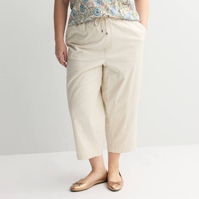 クロフト＆バロー レディース ボトムス カジュアルパンツ プラスサイズ キャップ Plusize Croft Barrow Utility Twill Pull On Capris Chalkill