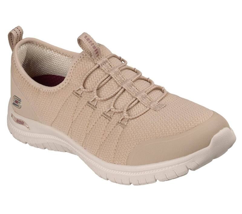 【送料無料】 スケッチャーズ レディース スニーカー シューズ Skechers Arch Fit Virtue Womens SlipOn Comfort Sneakers Taupe