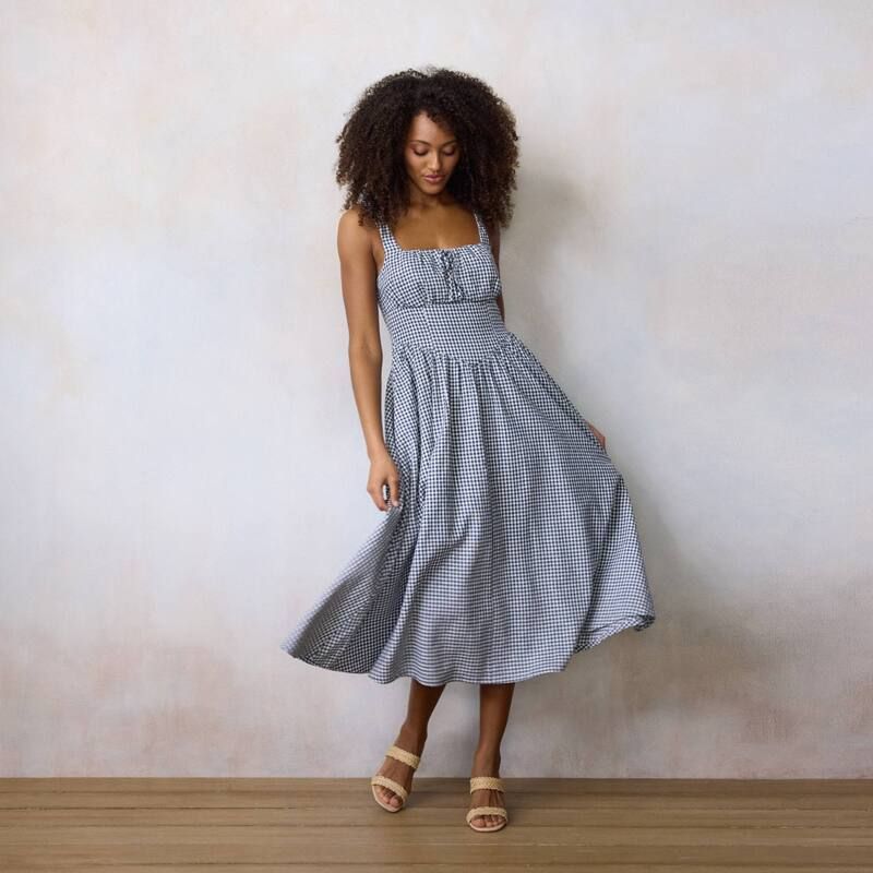 LC Lauren Conrad レディース トップス ワンピース プチ ミディ ノースリーブ Petite LC Lauren Conrad Sleeveless Midi Dress Navy Lively Gingham ネイビー