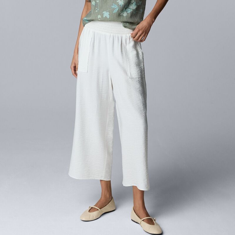 ヴェラウォン レディース ボトムス カジュアルパンツ ワイドレッグ クロップド Womensimply Vera Wang Cropped Wide Leg Travel Pants Coconut Milk