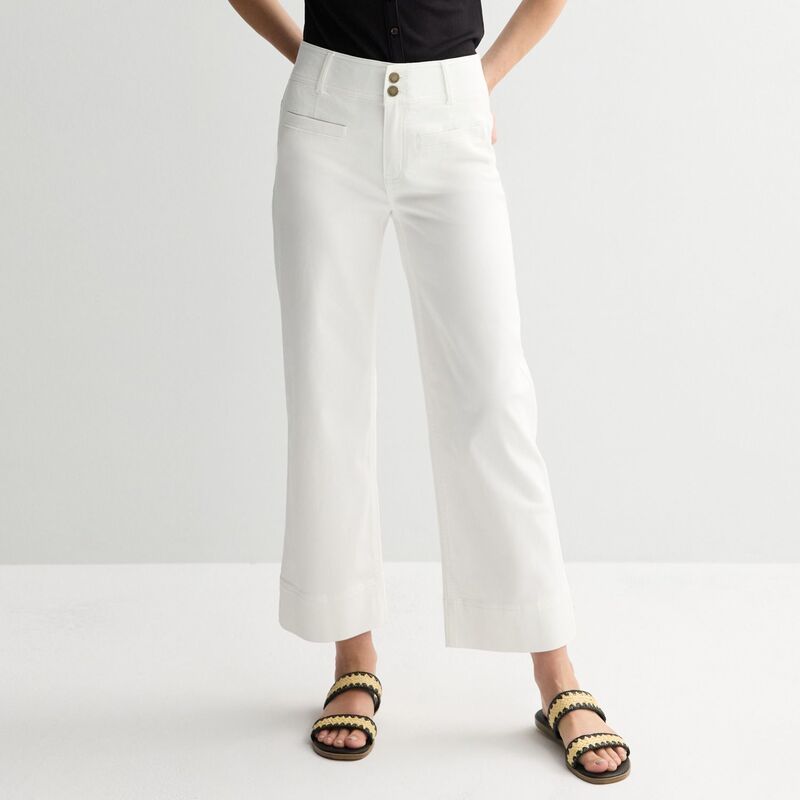 ナインウェスト レディース ボトムス デニムパンツ ワイドレッグ Womens Nine West HighRise Wide Leg Pants White Knight ホワイト