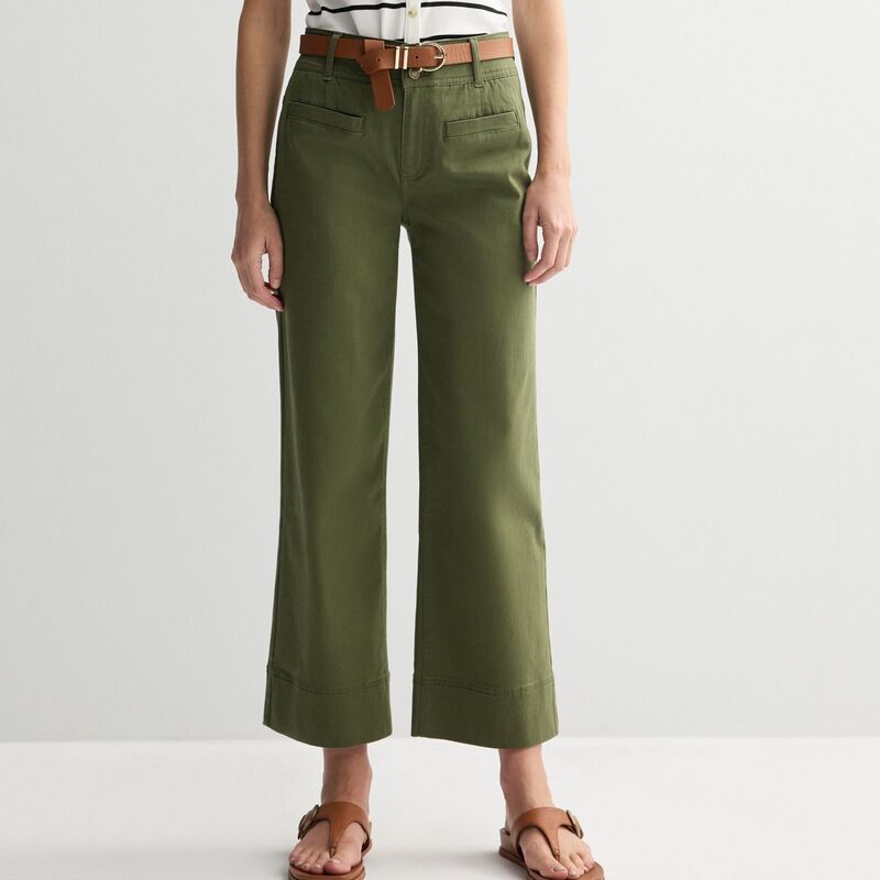 ナインウェスト レディース ボトムス デニムパンツ ワイドレッグ Womens Nine West HighRise Wide Leg Pants Ganet Olive オリーブ 10,110円
